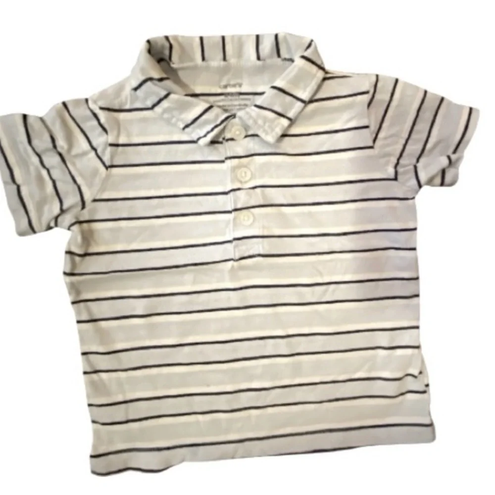 Carter's Baby Cotton Light Blue Overalls with Striped Shirt